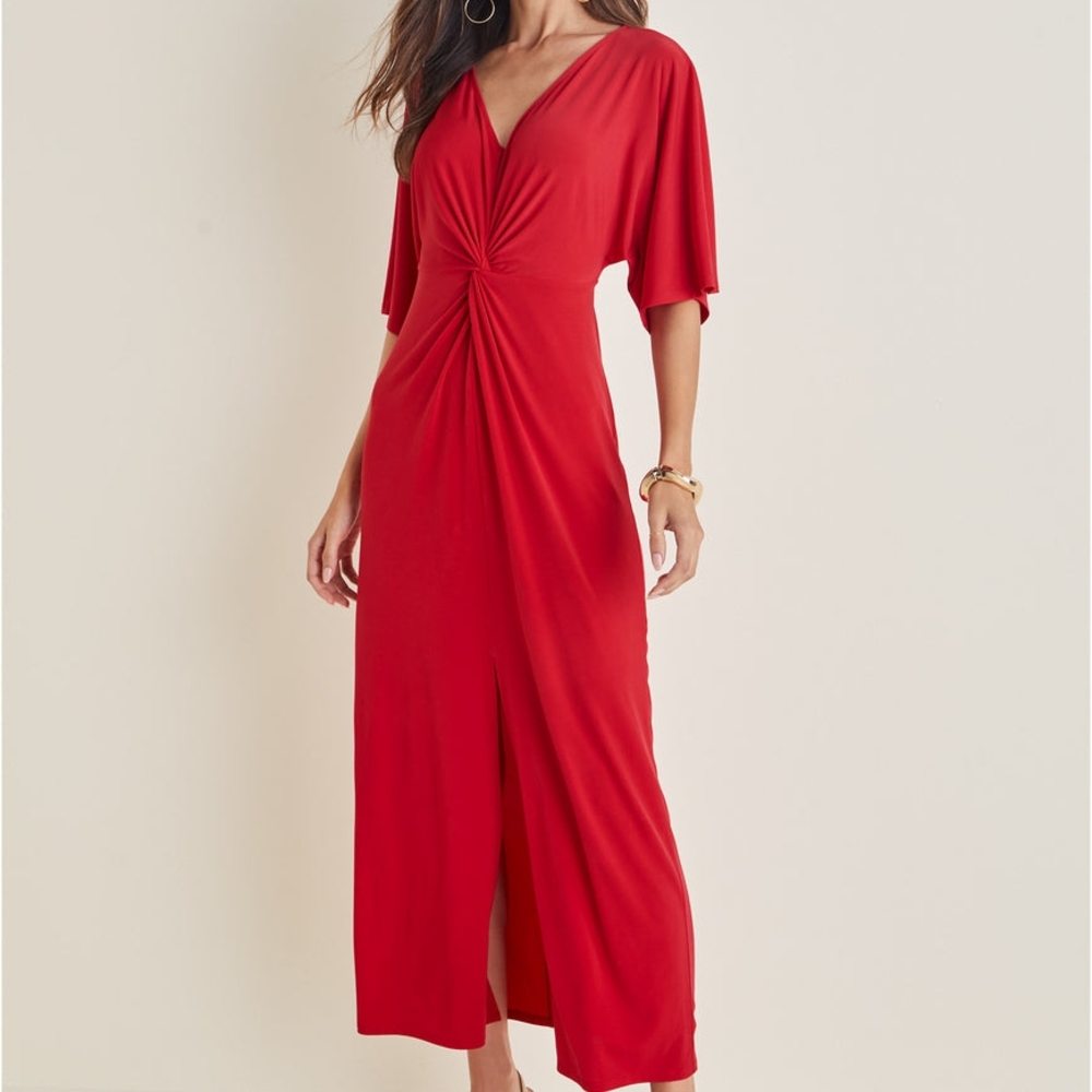 VENUS Red Dolman Sleeve V-Neck Maxi Dress